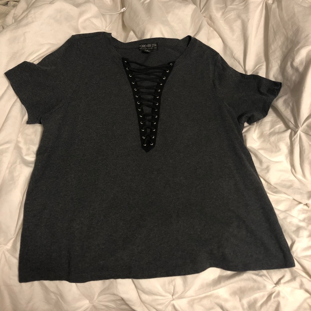 Forever 21 Plus Size Tie Up Front Tee
